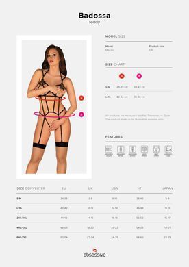 Боди из стреп с доступом Obsessive Badossa crotchless teddy L/XL, черный