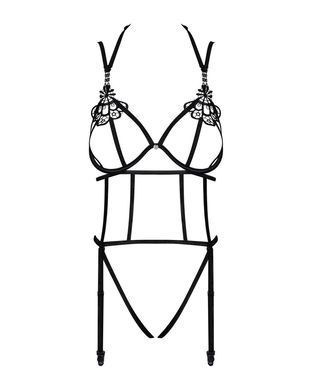 Боди из стреп с доступом Obsessive Badossa crotchless teddy L/XL, черный