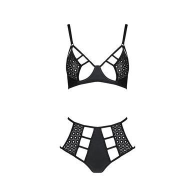 Комплект белья Passion TASMINA SET L/XL black, лиф, высокие трусики с корсетом сзади