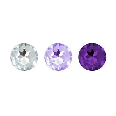 Набір силіконових анальних пробок із кристалом Rianne S: Booty Plug Set Purple, діаметр 3,2см, 3,5см, 4,2см