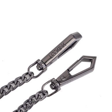 Нашийник з повідцем LOCKINK Tied Collar with Leash Set, чорний, ланцюг зі шкіряною петлею та карабіном