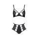 Комплект белья Passion TASMINA SET L/XL black, лиф, высокие трусики с корсетом сзади