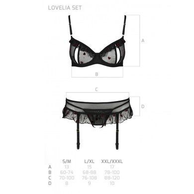 Сексуальний комплект з поясом для панчіх Passion LOVELIA SET XXL/XXXL, black