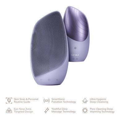 Електронна звукова термо щітка для обличчя GESKE Sonic Thermo Facial Brush 6в1 purple