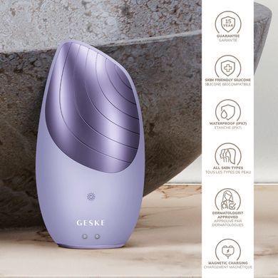Електронна звукова термо щітка для обличчя GESKE Sonic Thermo Facial Brush 6в1 purple