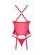 Прозрачный корсет Obsessive Lacelove corset XS/S Red, кружево, подвязки для чулок