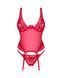 Прозрачный корсет Obsessive Lacelove corset M/L Red, кружево, подвязки для чулок