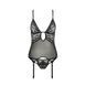 Корсет з декольте Passion ERZA CORSET XXL/XXXL, black, пажі, трусики, напівпрозорий