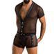 Комплект сітчастої чоловічої білизни Passion 052 SET MICHAEL 2XL/3XL black сорочка, боксери заклепки
