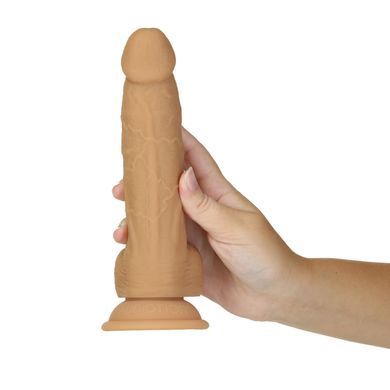 Фалоімітатор ADDICTION Dual Density Silicone Dildo Caramel 8&Prime;, присоска, діаметр 4,3 см, віброкуля