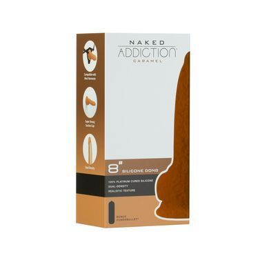 Фалоімітатор ADDICTION Dual Density Silicone Dildo Caramel 8&Prime;, присоска, діаметр 4,3 см, віброкуля