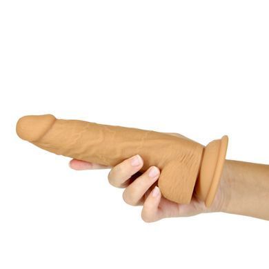 Фалоімітатор ADDICTION Dual Density Silicone Dildo Caramel 8&Prime;, присоска, діаметр 4,3 см, віброкуля