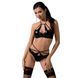 Комплект белья Passion Exclusive NAVEL SET L/XL, black, трусики и лиф с элементами под латекс