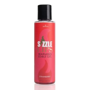 Согревающий массажный гель Sensuva Sizzle Lips Strawberry (125 мл), без сахара, съедобный