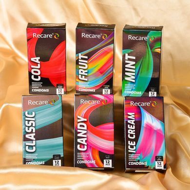 Презервативи Holographic Recare Cola Dotted&Ribbed Condoms 12шт, з пухирцями і ребрами, аромат: Кола