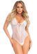 Кружевное боди Leg Avenue Floral lace thong teddy White, шнуровка на груди, one size