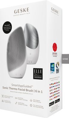 Електронна звукова термо щітка для обличчя GESKE Sonic Thermo Facial Brush 6в1 white