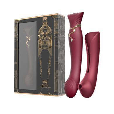 Смартвибратор 3в1 Zalo &mdash; Queen Set Wine Red, пульсирующая жемчужина и вакуум, кристалл Swarovski