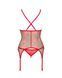 Корсет Obsessive Jollymore corset, XS/S, у клітинку, з мереживом, пажі для панчіх, стрінги в комплекті