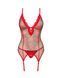 Корсет Obsessive Jollymore corset, XS/S, у клітинку, з мереживом, пажі для панчіх, стрінги в комплекті