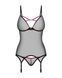 Корсет Obsessive Novenes corset & thong, M/L, прозрачный, открытая спина, стринги в комплекте