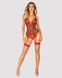 Корсет Obsessive Jollymore corset, XS/S, у клітинку, з мереживом, пажі для панчіх, стрінги в комплекті
