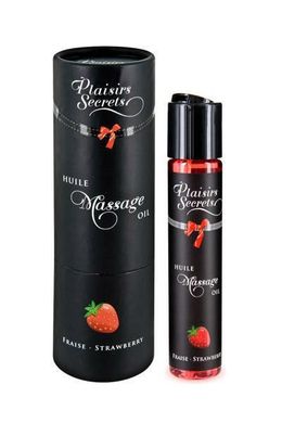 Масажна олія Plaisirs Secrets Strawberry (59 мл) з афродизіаками, їстівна, подарункова упаковка