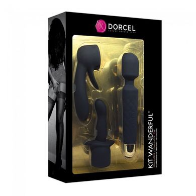 Минивибромассажер Dorcel Kit Wanderful с насадками (анальная и вагинальная), водонепрницаемый