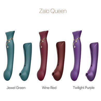 Смартвибратор 3в1 Zalo &mdash; Queen Set Jewel Green, пульсирующая жемчужина и вакуум, кристалл Swarovski
