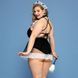 Костюм секс-покоївки JSY &laquo;Гаряча Кері&raquo; Plus Size Black, боді, спідниця, чокер, головний убір, мітелк