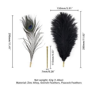 Лоскітка LOCKINK SEVANDA Natural Peacock Flirting Feather Tickler, пір&rsquo;я павича та страуса
