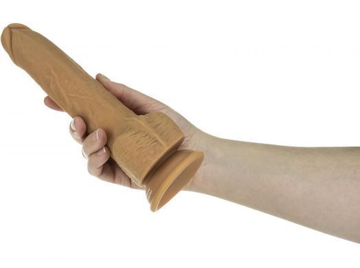 Фаллоимитатор с пульсацией Naked ADDICTION Dominic 9&Prime; Caramel, пульт ДУ, диаметр 4,2 см