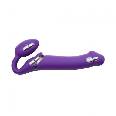 Безремінний страпон з вібрацією Strap-On-Me Vibrating Violet M, діаметр 3,3 см, пульт ДК, регульован