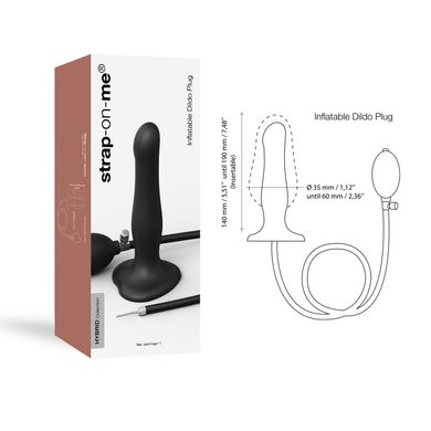 Надувной фаллоимитатор Strap-On-Me INFLATABLE DILDO PLUG - NOIR, шарик внутри, диаметр до 6 см