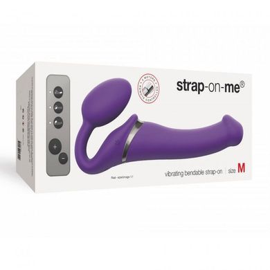 Безремінний страпон з вібрацією Strap-On-Me Vibrating Violet M, діаметр 3,3 см, пульт ДК, регульован