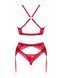 Комплект белья Obsessive Lacelove cupless 3-pcs set M/L Red, бюстгальтер, стринги, пояс для чулок