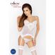 Корсет з пажами Passion JANET CORSET S/M, white, трусики, напівпрозорий