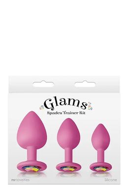 Набір анальних пробок силікон NS Novelties GLAMS SPADES TRAINER KIT PINK