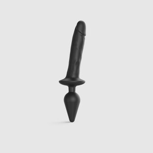 Анальная пробка с дилдо 2в1 Strap-On-Me SWITCH PLUG-IN REALISTIC DILDO Black XXL, диаметр 5,2/3,9 см