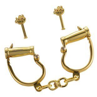 Наручники LOCKINK Love-slave Handcuffs, золотисті, металеві, у формі стремен