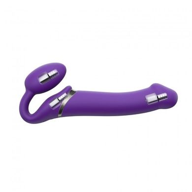 Безремневой страпон с вибрацией Strap-On-Me Vibrating Violet L, диам. 3,7см, пульт ДУ, регулируемый