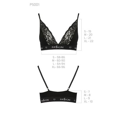 Эластичный топ с кружевом Passion PS001 TOP S, black