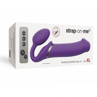 Безремінний страпон з вібрацією Strap-On-Me Vibrating Violet XL, діам. 4,5 см, пульт ДК, регульовани