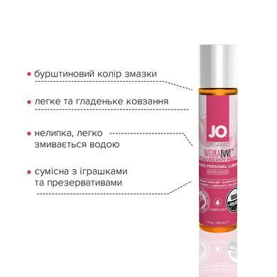 Змазка на водній основі JO NATURALOVE Strawberry (30 мл) з екстрактом ромашки та листя агави