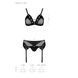 Комплект белья Passion NESSY SET XXL/XXXL black, бюстгальтер, пояс для чулок, стринги