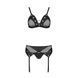 Комплект белья Passion NESSY SET XXL/XXXL black, бюстгальтер, пояс для чулок, стринги
