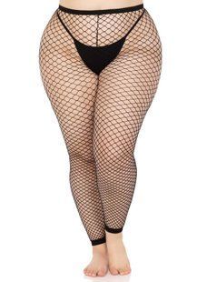 Колготки без стопи Leg Avenue Industrial Net footless tights, 1X/2X, чорні, в сітку