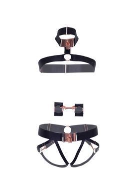 Комплект атласних ременів для бондажу Leg Avenue Satin elastic harness Set, One size, Black