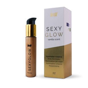 Крем-шимер для тіла Intt Sexy Glow (60 мл) з олією ши та ароматом ванілі, сяйна засмагла шкіра