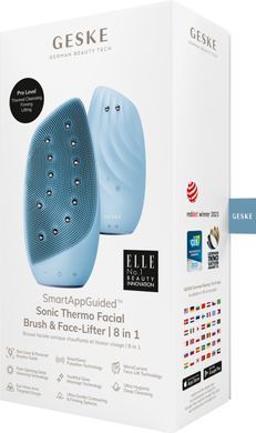 Очищувальна щітка для обличчя GESKE Sonic Thermo Facial Brush&Face-Lifter 8в1 aquamarine